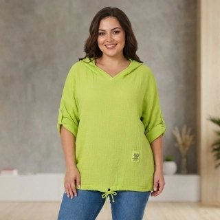 Mušelínová žlutozelená bavlněná tunika L1768