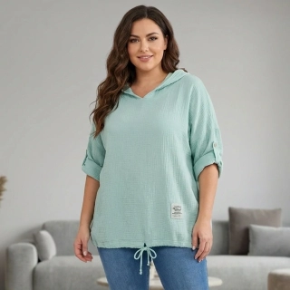 Mušelínová tyrkysová bavlněná tunika L1766