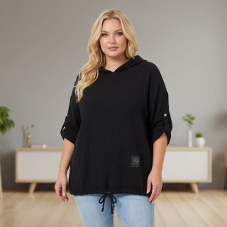 Mušelínová černá bavlněná tunika L1760
