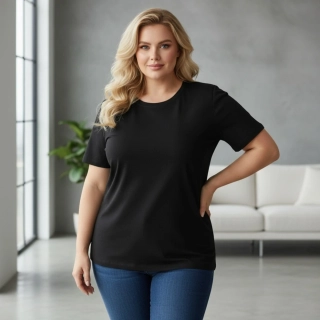 Dámské bavlněné černé triko Benter XL-4XL N2397