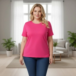 Dámské bavlněné růžové triko Benter XL-4XL N2396
