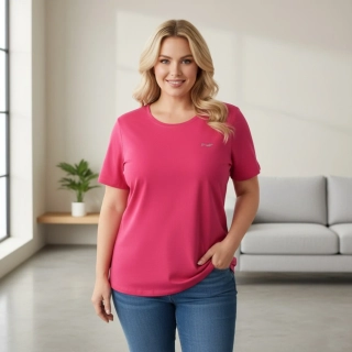 Dámské bavlněné růžové triko Benter XL-4XL N2394