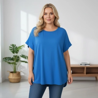Dámské modré oversize triko XL-3XL 100% bavlna N2378