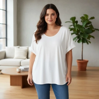 Dámské bílé oversize triko XL-3XL 100% bavlna N2377