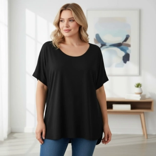 Dámské černé oversize triko XL-3XL 100% bavlna N2376