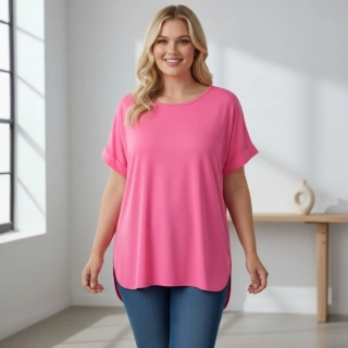 Dámské světle růžové oversize triko XL-3XL 100% bavlna N2375