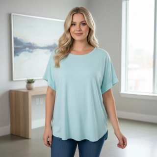 Dámské světle modré oversize triko XL-3XL 100% bavlna N2374