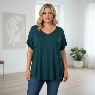 Dámské tmavě zelené oversize triko XL-3XL 100% bavlna N2373