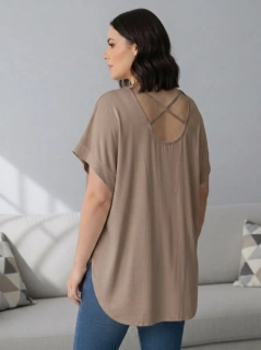 Dámské béžové elegantní triko XL-3XL 100% bavlna N2370