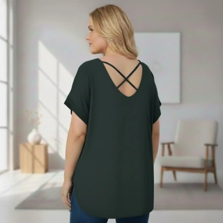 Dámské tmavě zelené elegantní triko XL-3XL 100% bavlna N2369