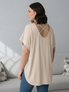 Dámské světle béžové elegantní triko XL-3XL 100% bavlna N2368