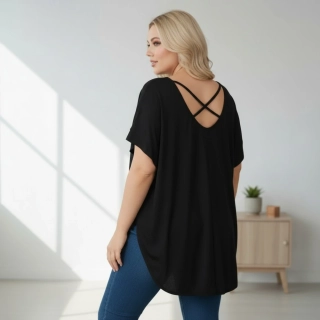 Dámské černé elegantní triko XL-3XL 100% bavlna N2366