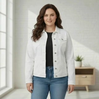 Džínová dámská bunda bílá Moongirl XXL-6XL