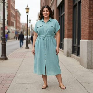 Dámské mušelínové šaty S&F tyrkysové L607