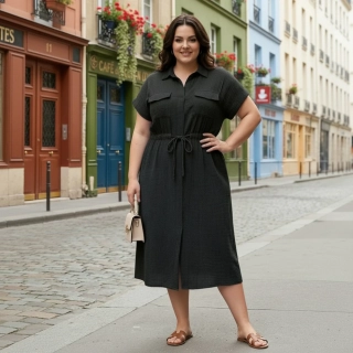Dámské mušelínové šaty S&F černé L606