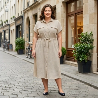 Dámské mušelínové šaty S&F béžové L605