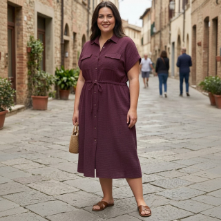 Dámské mušelínové šaty S&F vínové L604