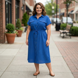 Dámské mušelínové šaty S&F modré L603