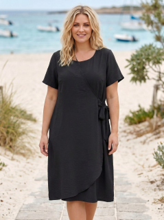 Elegantní černé šaty S&F s bočním vázáním L580