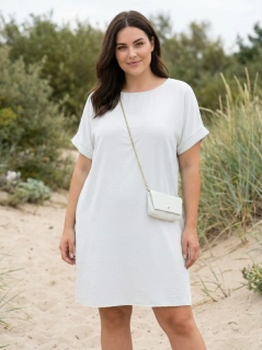 Bílé letní šaty s kabelkou L570