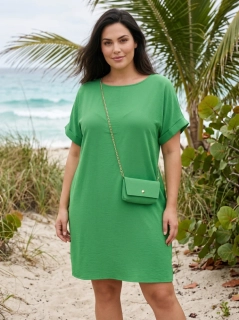 Zelené letní šaty s kabelkou L568