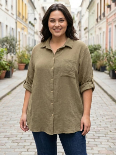 Khaki košile Gil i pro plnoštíhlé N1818