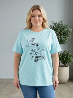 Dámské bavlněné tyrkys triko EMT 2XL-5XL L5998