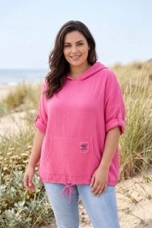Mušelínová tunika růžová italska móda uni velikost L-XXL L1607