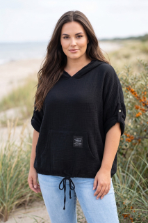 Mušelínová tunika černá italska móda uni velikost L-XXL L1610