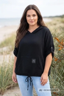 Mušelínová tunika černá italska móda uni velikost L-XXL L1610