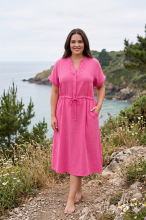 Mušelínové šaty Verča magenta L478