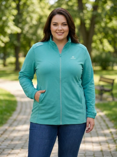 Dámská slabší mint mikina Benter 23284 XL-4XL K858