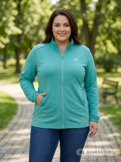 Dámská slabší mint mikina Benter 23284 XL-4XL K858