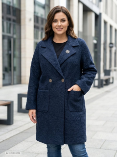Dámský podzimní tmavě modrý kabát Týna uni L-XXL-743
