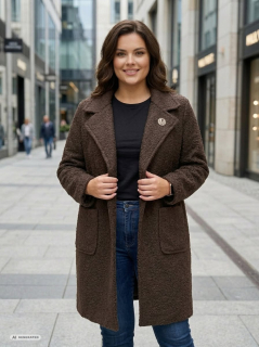 Dámský podzimní hnědý kabát Týna uni L-XXL-739