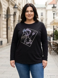 Dámské černé triko EMT pro plnoštíhlé L2398