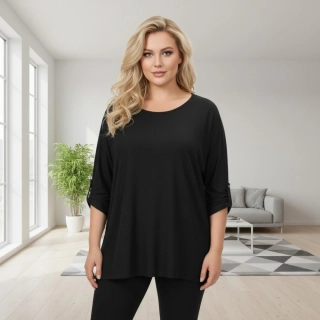 Dámský černý delší svetr uni velikost L-3XL T1275