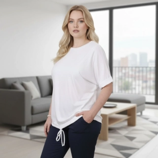 Dámské bílé triko nadměrná univerzální velikost XL - 3XL R1304