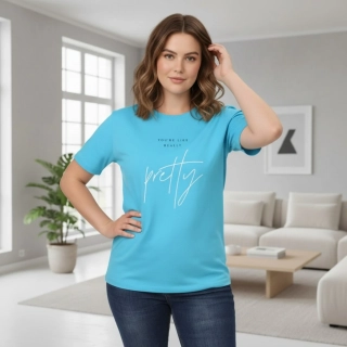 Dámské sportovní modré triko Benter s potiskem v nadměrných velikostech XL - 4XL R1530