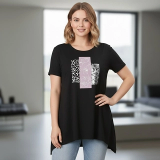 Dámské černé dlouhé elegantní triko Hebe Line R1610