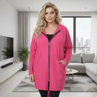 Dámská růžová mikina v nadměrné univerzální velikosti až 3XL P1158