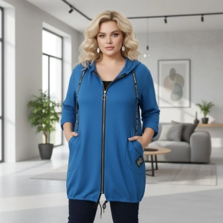 Dámská modrá dlouhá mikina v univerzální velikosti L-XXL L1997