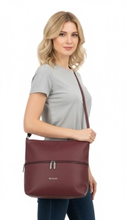 Dámská crossbody kabelka Coveri – vínová, elegantní s přední kapsou na zip