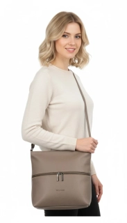 Dámská crossbody kabelka Coveri – béžová, elegantní s přední kapsou na zip