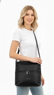 Dámská crossbody kabelka Coveri – černá, elegantní s přední kapsou na zip