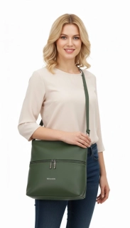 Dámská crossbody kabelka Coveri – zelená, elegantní s přední kapsou na zip